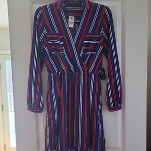 Express Vibrant Long Sleeve Striped Dress